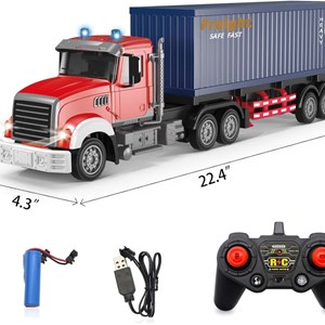 اسباب بازی ماشین کنترلی تریلی کانتینردار بزرگ Remote Control TRANSPORT TRUCK مقیاس 1:24_اسباب بازی ماشین کنترلی